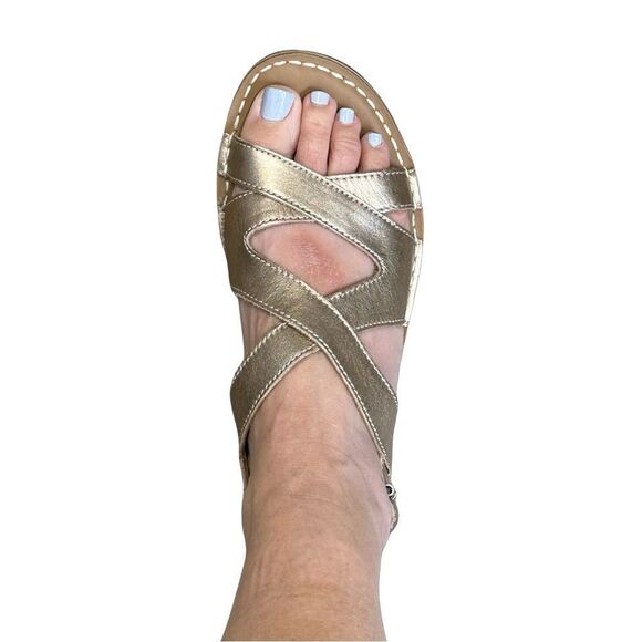 CLARKS Artisan Tustin Spears Metallic Leather Comfy Strappy Sandals Size 8.5 - Picture 4 of 17